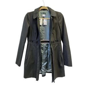 NWT J. Crew Black Trench Coat Size 2 MSRP $178